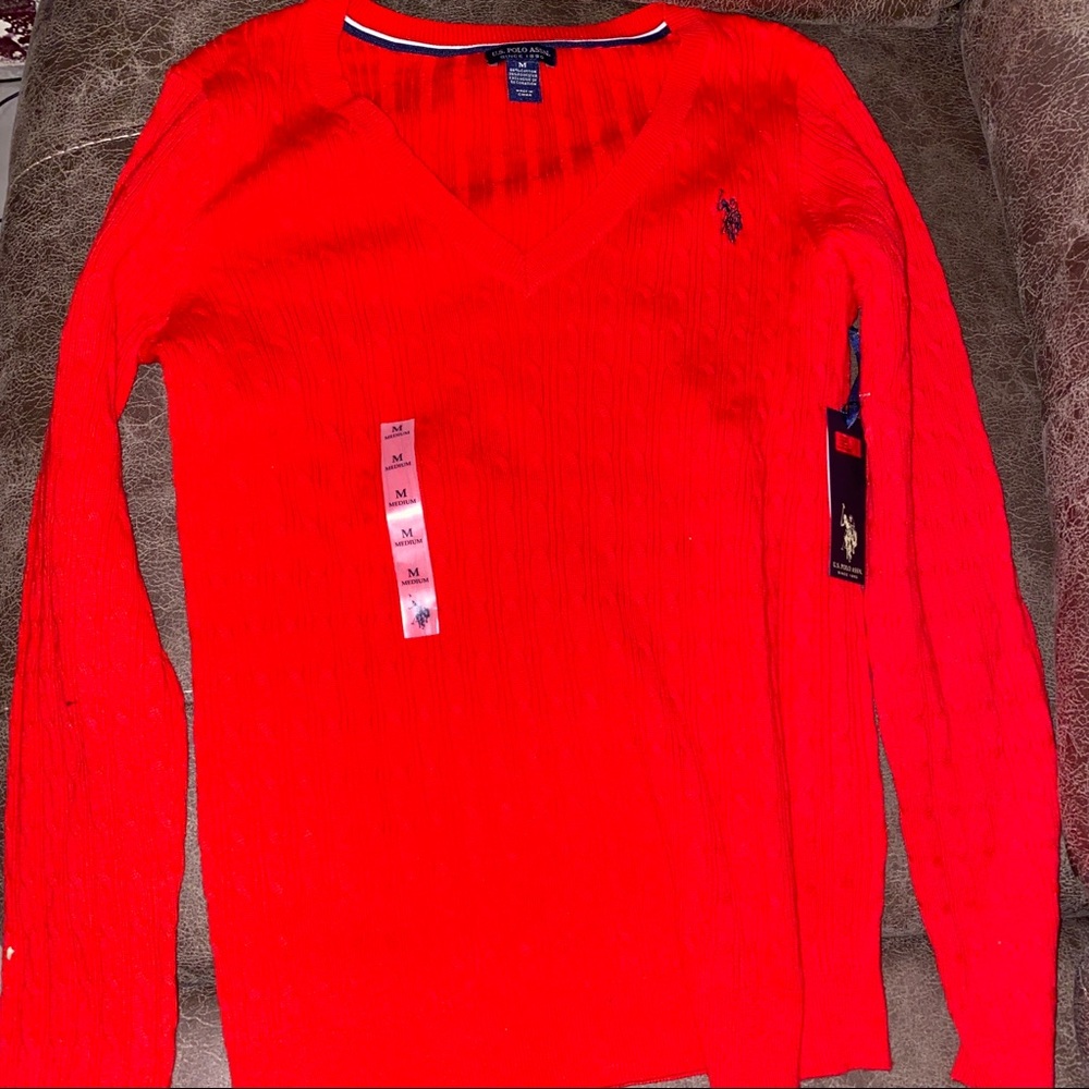 U.S. Polo Assn. Women’s V-Neck Cable Knit Sweater/Shirt Medium